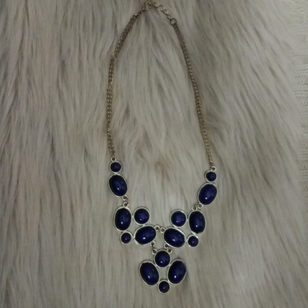 Navy and gold statement necklace